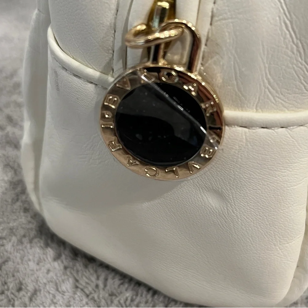 BVLGARI Cosmetics Case white with gold zipper